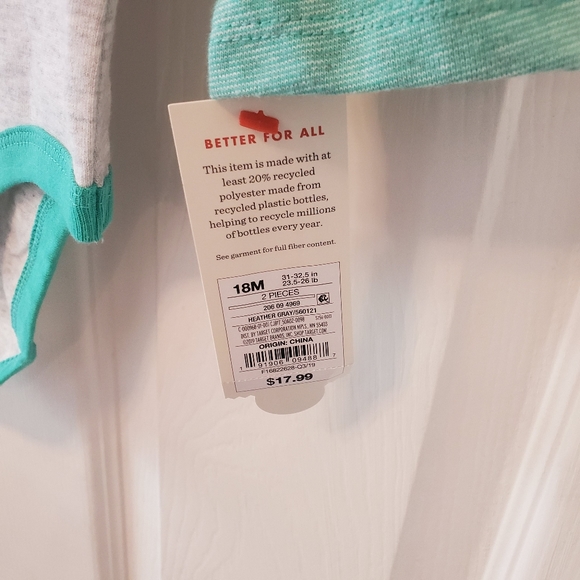 NWT cat & jack 18 months Teal and grey onesie - Picture 5 of 8